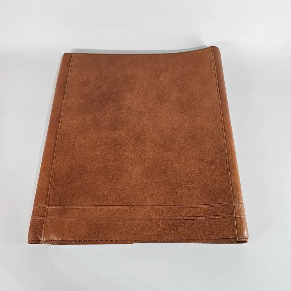 Laipe Leather Portfolio 4 Ring Binder Tan Lawyer Formal Document Note Pad Italy